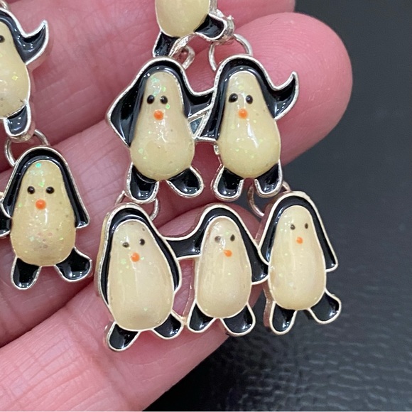 Enameled Christmas Tree Penguin Earrings - Picture 12 of 12